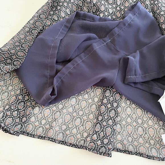 Zara Black Printed Chiffon Tie Neck Long Sleeve Sheer Romper Size XS NWT - Picture 11 of 13